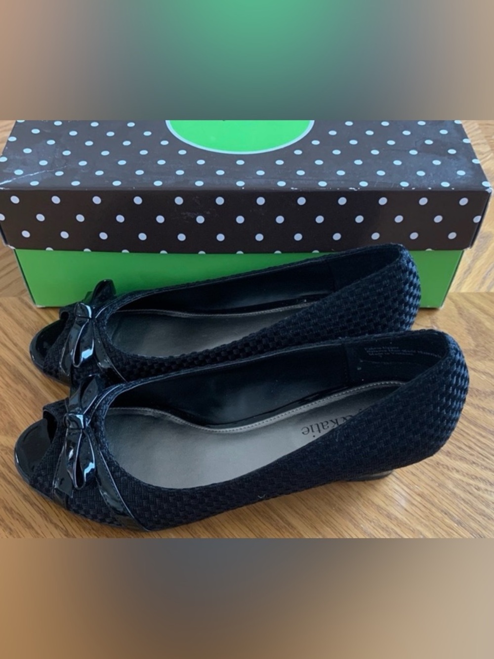 Kelly & Katie Black Peep Toes Short Heel